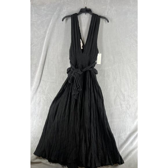 Free People Jen's Pirate Booty Prism Maxi Dress Size Large Black Double V -neck - Picture 7 of 11
